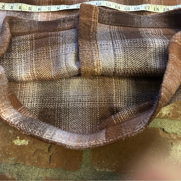 Madewell Brushed Plaid Knit Shirt Jacket Faded Fig Button Pockets Women medium - Picture 10 of 16